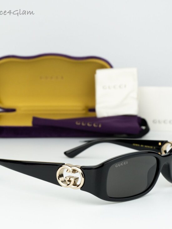 Gucci Women Sunglasses Black Grey Rectangle GG1661S 001 BRAND NEW main image 4